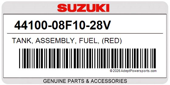 Suzuki 44100-08F10-28V Tank, Assembly, Fuel, (Red)