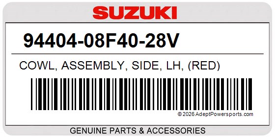 Suzuki 94404-08F40-28V Cowl, Assembly, Side, Lh, (Red)