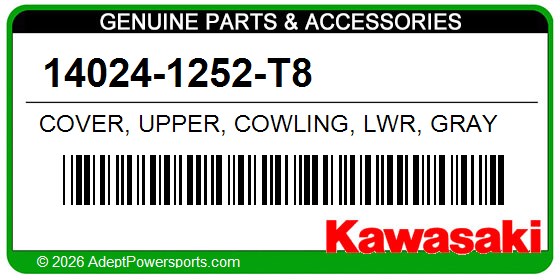 Kawasaki 14024-1252-T8 Cover, Upper, Cowling, Lwr, Gray
