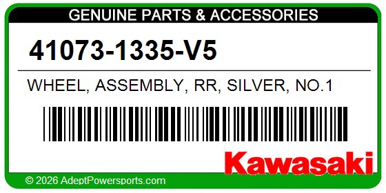 Kawasaki 41073-1335-V5 Wheel, Assembly, Rr, Silver, No.1