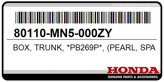 Honda 80110-MN5-000ZY Box, Trunk, *Pb269p*, (Pearl, Sparkling, Blue)