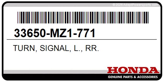 Honda 33650-MZ1-771 Turn, Signal, L., Rr.
