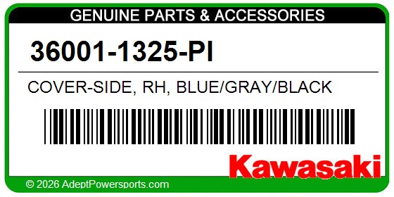 Kawasaki 36001-1325-PI Cover-Side, Rh, Blue/Gray/Black