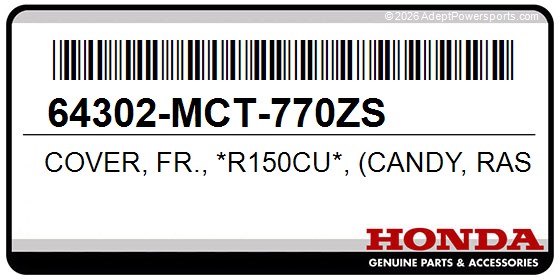 Honda 64302-MCT-770ZS Cover, Fr., *R150cu*, (Candy, Raspberry, Red-U)