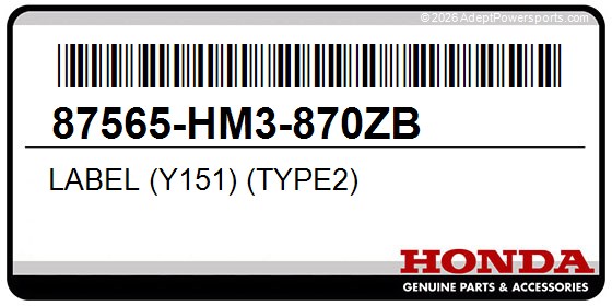 Honda 87565-HM3-870ZB Label (Y151) (Type2)