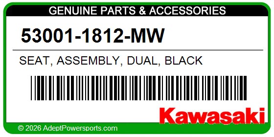 Kawasaki 53001-1812-MW Seat, Assembly, Dual, Black