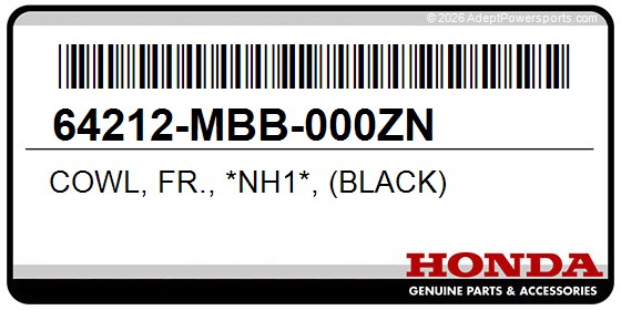 Honda 64212-MBB-000ZN Cowl, Fr., *Nh1*, (Black)