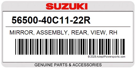 Suzuki 56500-40C11-22R Mirror, Assembly, Rear, View, Rh