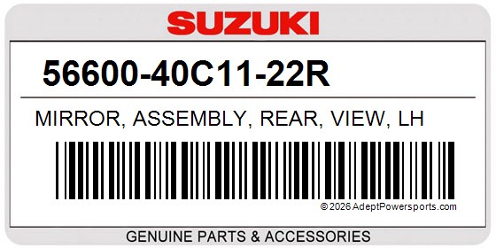 Suzuki 56600-40C11-22R Mirror, Assembly, Rear, View, Lh
