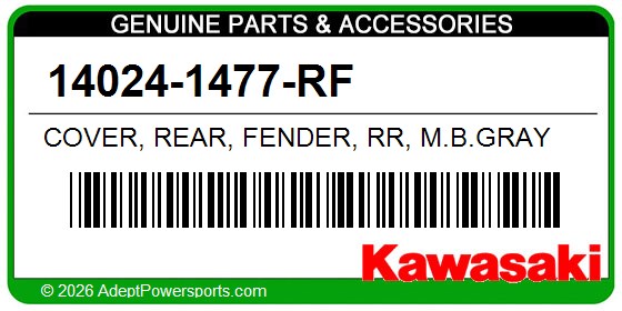 Kawasaki 14024-1477-RF Cover, Rear, Fender, Rr, M.B.Gray