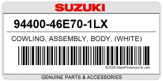 Suzuki 94400-46E70-1LX Cowling, Assembly, Body, (White)