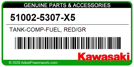 Kawasaki 51002-5307-X5 Tank-Comp-Fuel, Red/Gr