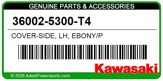 Kawasaki 36002-5300-T4 Cover-Side, Lh, Ebony/P
