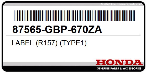 Honda 87565-GBP-670ZA Label (R157) (Type1)