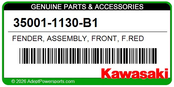 Kawasaki 35001-1130-B1 Fender, Assembly, Front, F.Red