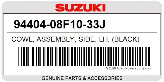 Suzuki 94404-08F10-33J Cowl, Assembly, Side, Lh, (Black)