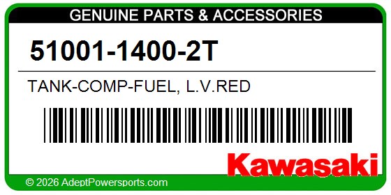 Kawasaki 51001-1400-2T Tank-Comp-Fuel, L.V.Red