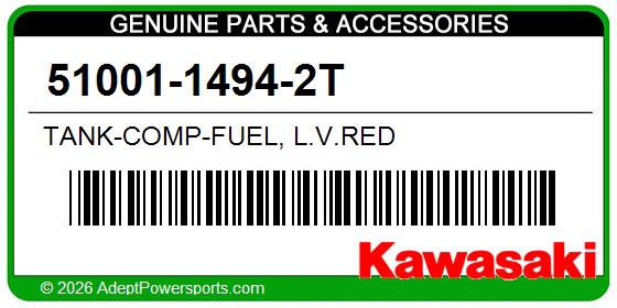 Kawasaki 51001-1494-2T Tank-Comp-Fuel, L.V.Red