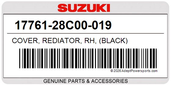 Suzuki 17761-28C00-019 Cover, Rediator, Rh, (Black)