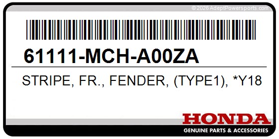 Honda 61111-MCH-A00ZA Stripe, Fr., Fender, (Type1), *Y181*, (Pearl, Challenger, Brown)