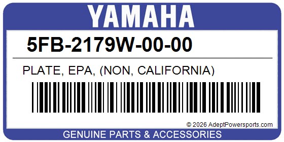 Yamaha 5FB-2179W-00-00 Plate, Epa, (Non, California)