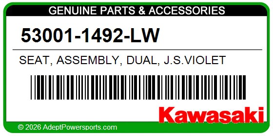 Kawasaki 53001-1492-LW Seat, Assembly, Dual, J.S.Violet