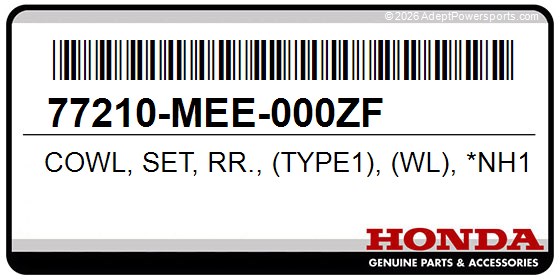 Honda 77210-MEE-000ZF Cowl, Set, Rr., (Type1), (Wl), *Nh1*, (Black)