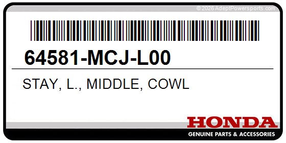 Honda 64581-MCJ-L00 Stay, L., Middle, Cowl