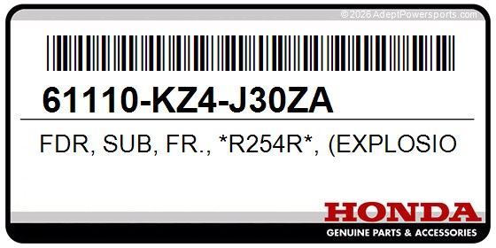 Honda 61110-KZ4-J30ZA Fdr, Sub, Fr., *R254r*, (Explosion, Red)