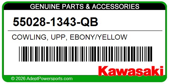 Kawasaki 55028-1343-QB Cowling, Upp, Ebony/Yellow