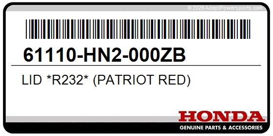 Honda 61110-HN2-000ZB Lid *R232* (Patriot Red)
