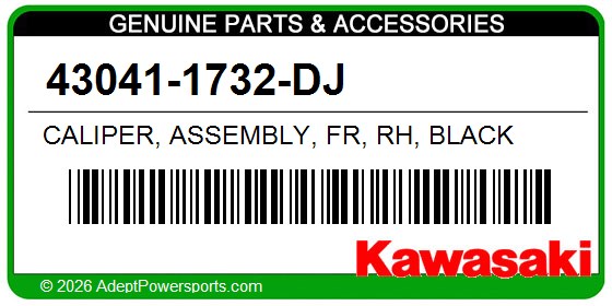 Kawasaki 43041-1732-DJ Caliper, Assembly, Fr, Rh, Black