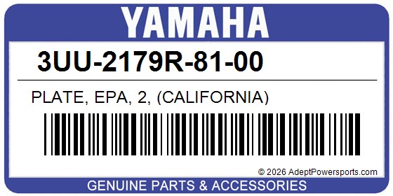 Yamaha 3UU-2179R-81-00 Plate, Epa, 2, (California)