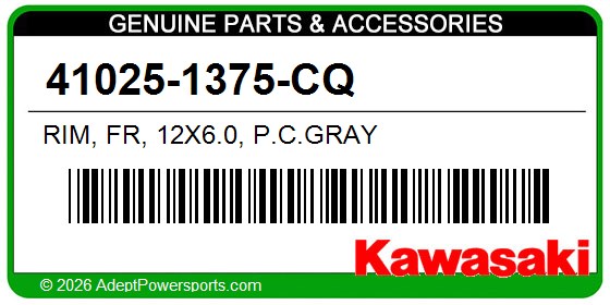 Kawasaki 41025-1375-CQ Rim, Fr, 12X6.0, P.C.Gray