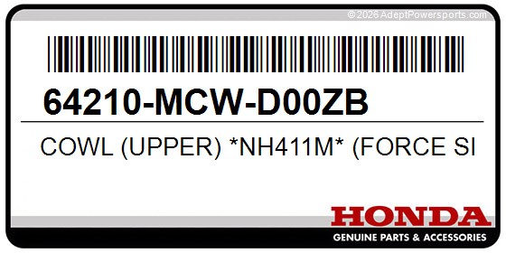 Honda 64210-MCW-D00ZB Cowl (Upper) *Nh411m* (Force Silver Metallic)