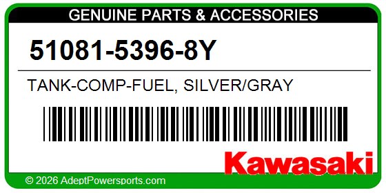 Kawasaki 51081-5396-8Y Tank-Comp-Fuel, Silver/Gray