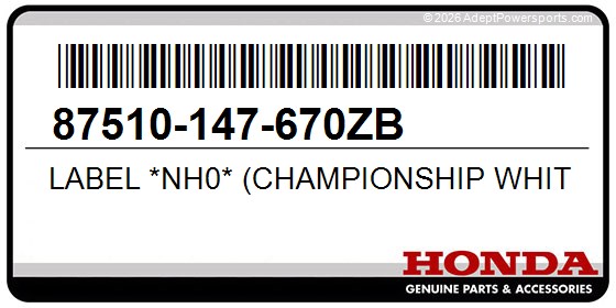 Honda 87510-147-670ZB Label *Nh0* (Championship White)