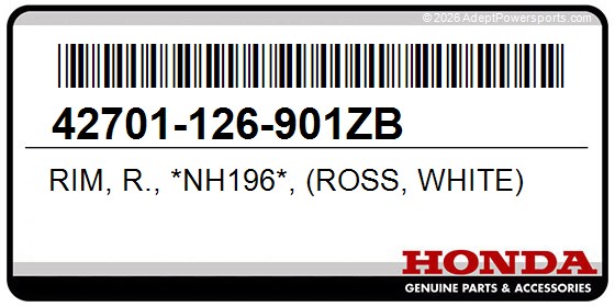 Honda 42701-126-901ZB Rim, R., *Nh196*, (Ross, White)