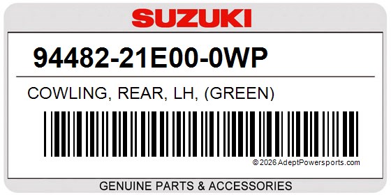 Suzuki 94482-21E00-0WP Cowling, Rear, Lh, (Green)