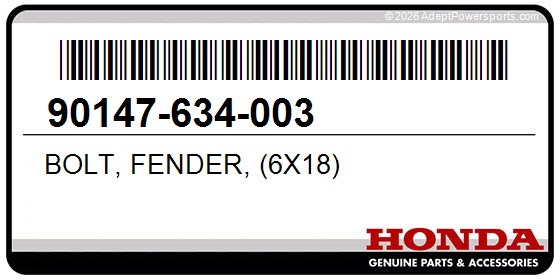 Honda 90147-634-003 Bolt, Fender, (6X18)