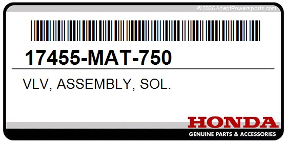 Honda 17455-MAT-750 Vlv, Assembly, Sol.