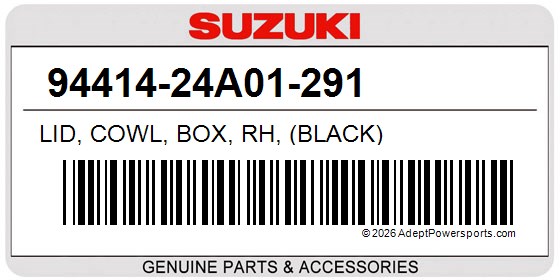 Suzuki 94414-24A01-291 Lid, Cowl, Box, Rh, (Black)