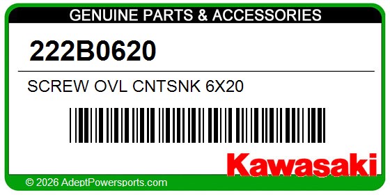 Kawasaki 222B0620 Screw Ovl Cntsnk 6X20