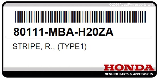 Honda 80111-MBA-H20ZA Stripe, R., (Type1)