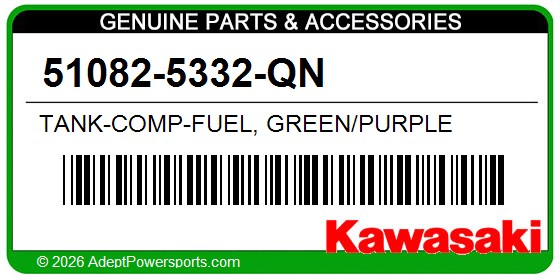 Kawasaki 51082-5332-QN Tank-Comp-Fuel, Green/Purple