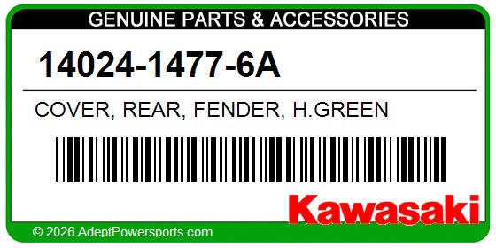Kawasaki 14024-1477-6A Cover, Rear, Fender, H.Green