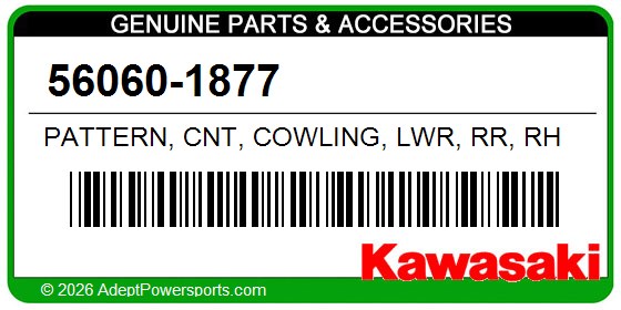 Kawasaki 56060-1877 Pattern, Cnt, Cowling, Lwr, Rr, Rh