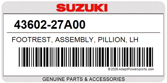 Suzuki 43602-27A00 Footrest, Assembly, Pillion, Lh