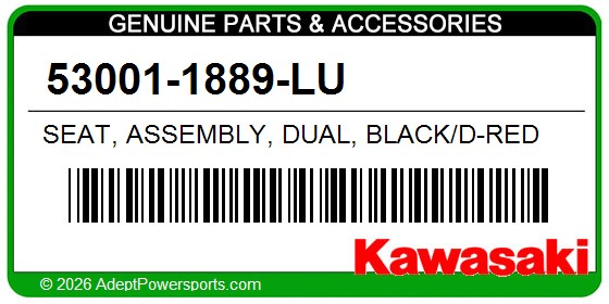 Kawasaki 53001-1889-LU Seat, Assembly, Dual, Black/D-Red