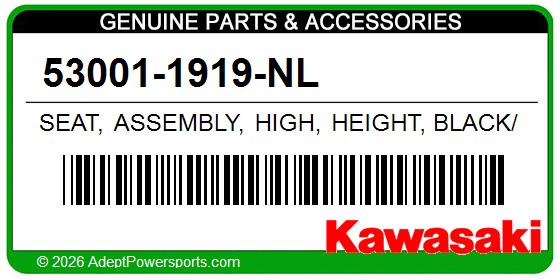 Kawasaki 53001-1919-NL Seat, Assembly, High, Height, Black/Green